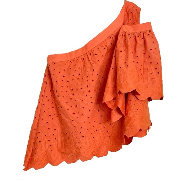 2 Piece Anthropologie Where Mountains Meet Eyelet Embroidered Orange Pants Top - Picture 2 of 16